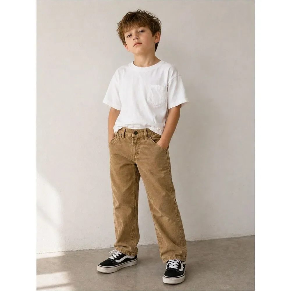 GAP Kids Tan Corduroy Pants Size 6 Regular Stretch Slim Adjustable Waist
